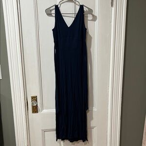 Elegant Navy Blue Jersey Maxi Dress